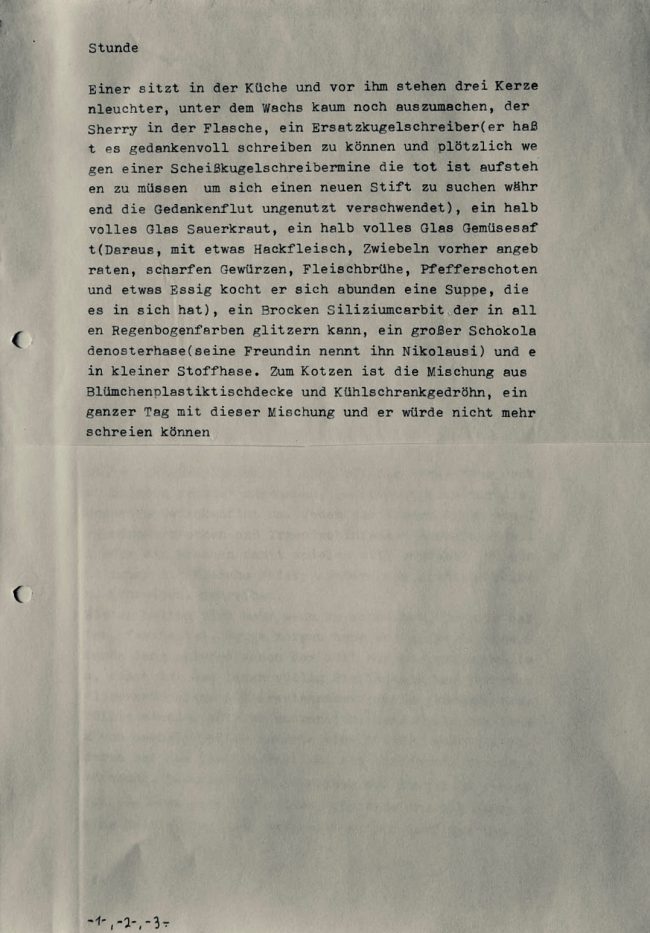 1. Stunde⎥Buch der Stunden⎥Schreibmaschinenskript Vechta 1985⎥© Marco Sagurna